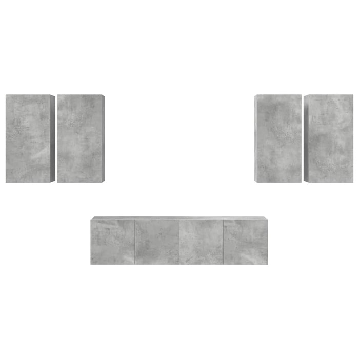 Set de dulapuri TV, 6 piese, gri beton, lemn prelucrat - WALTI WALTI