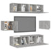 Set de dulapuri TV, 6 piese, gri beton, lemn prelucrat - WALTI WALTI