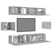 Set de dulapuri TV, 6 piese, gri beton, lemn prelucrat - WALTI WALTI