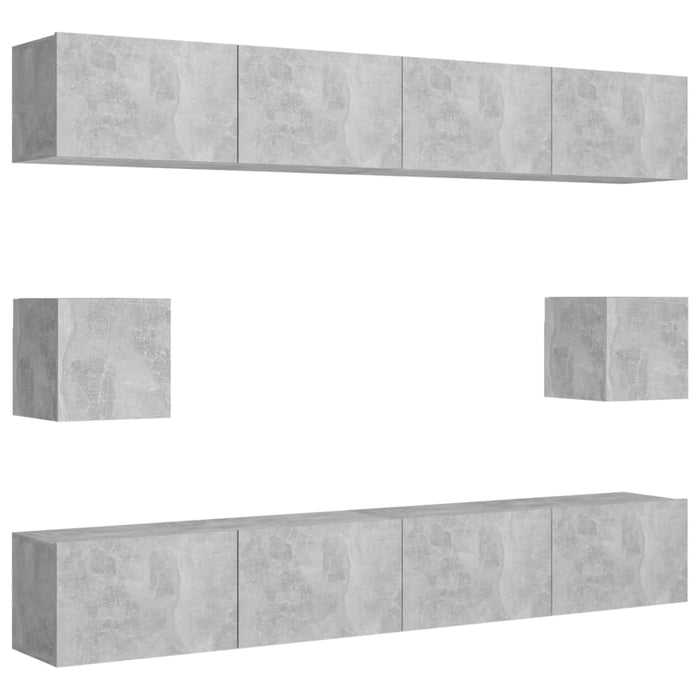 Set de dulapuri TV, 6 piese, gri beton, lemn prelucrat - WALTI WALTI
