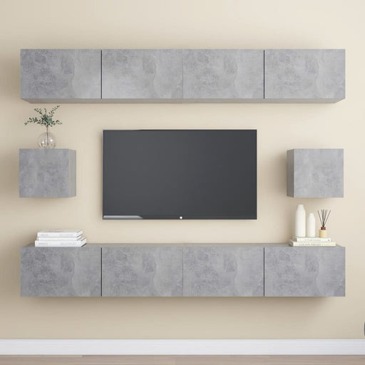 Set de dulapuri TV, 6 piese, gri beton, lemn prelucrat - WALTI WALTI
