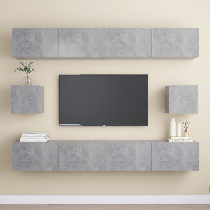 Set de dulapuri TV, 6 piese, gri beton, lemn prelucrat - WALTI WALTI