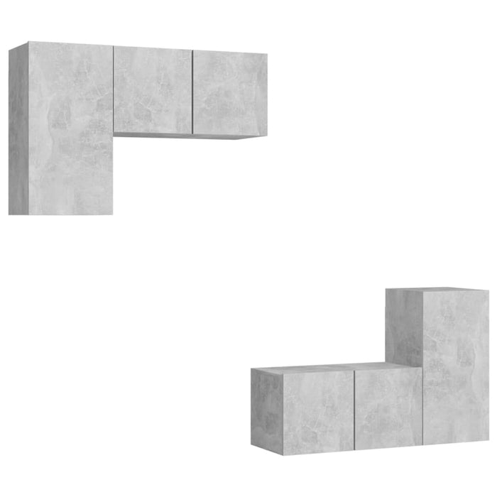 Set de dulapuri TV, 4 piese, gri beton, lemn prelucrat - WALTI WALTI