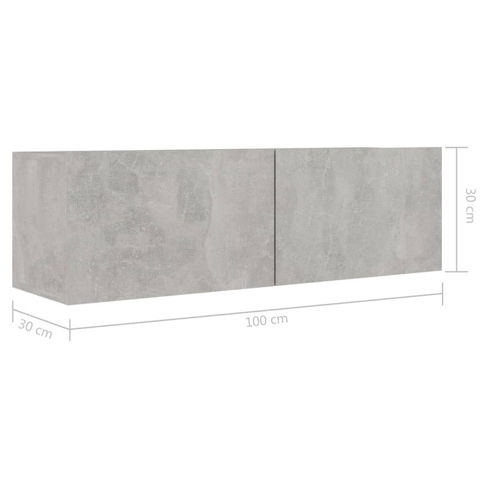Set de dulapuri TV, 8 piese, gri beton, lemn prelucrat - WALTI WALTI