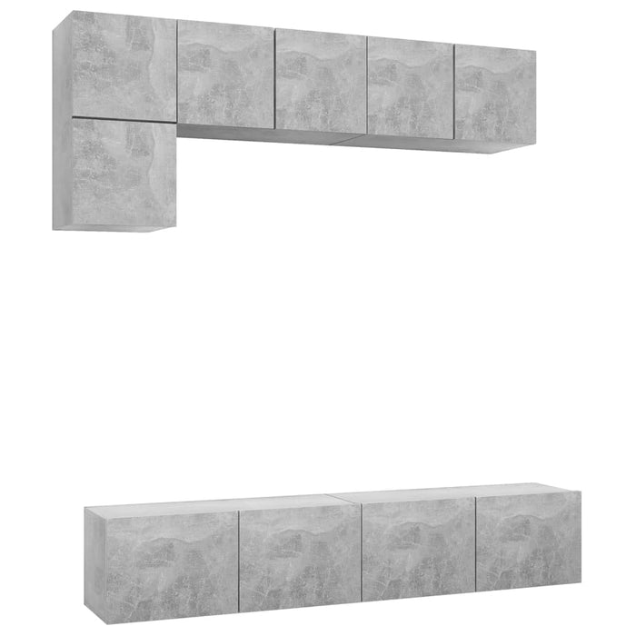 Set de dulapuri TV, 5 piese, gri beton, lemn prelucrat - WALTI WALTI