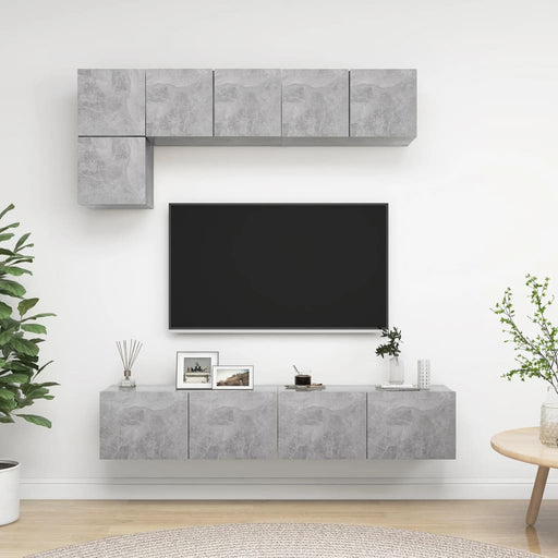 Set de dulapuri TV, 5 piese, gri beton, lemn prelucrat - WALTI WALTI