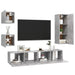 Set de dulapuri TV, 5 piese, gri beton, lemn prelucrat - WALTI WALTI