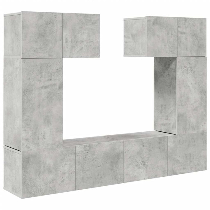 Set de dulapuri TV, 6 piese, gri beton, lemn prelucrat - WALTI WALTI
