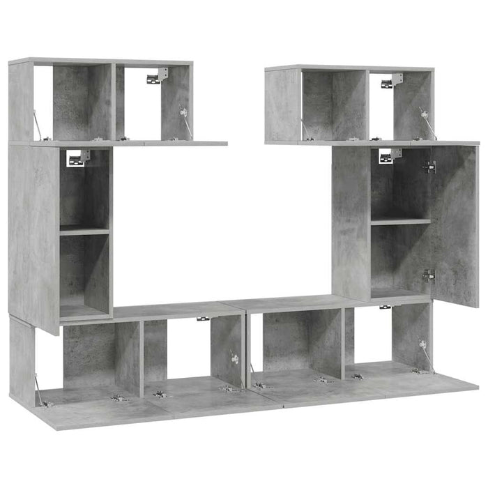 Set de dulapuri TV, 6 piese, gri beton, lemn prelucrat - WALTI WALTI