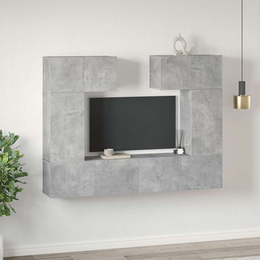 Set de dulapuri TV, 6 piese, gri beton, lemn prelucrat - WALTI WALTI