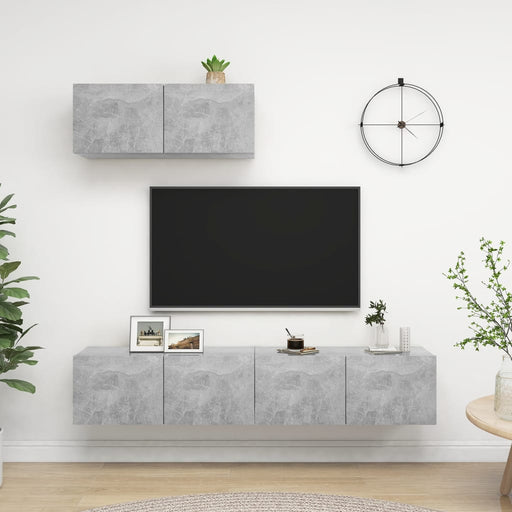 Set de dulapuri TV, 3 piese, gri beton, lemn prelucrat - WALTI WALTI