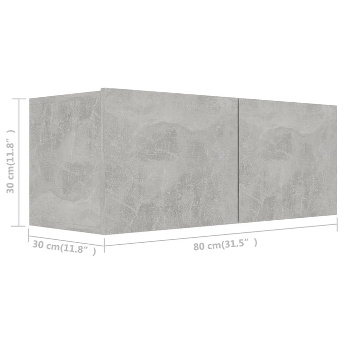 Set de dulapuri TV, 2 piese, gri beton, lemn prelucrat - WALTI WALTI