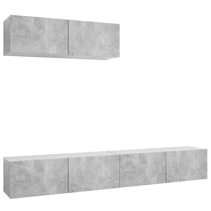 Set de dulapuri TV, 3 piese, gri beton, lemn prelucrat WALTI