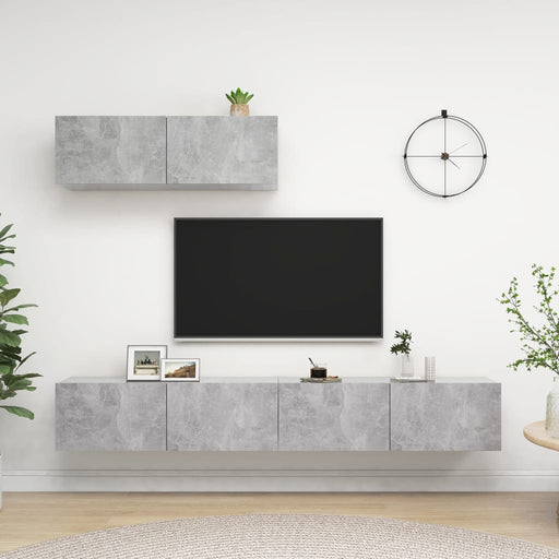 Set de dulapuri TV, 3 piese, gri beton, lemn prelucrat - WALTI WALTI