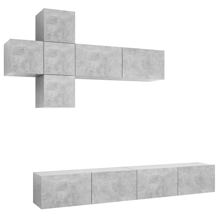 Set de dulapuri TV, 7 piese, gri beton, lemn prelucrat - WALTI WALTI