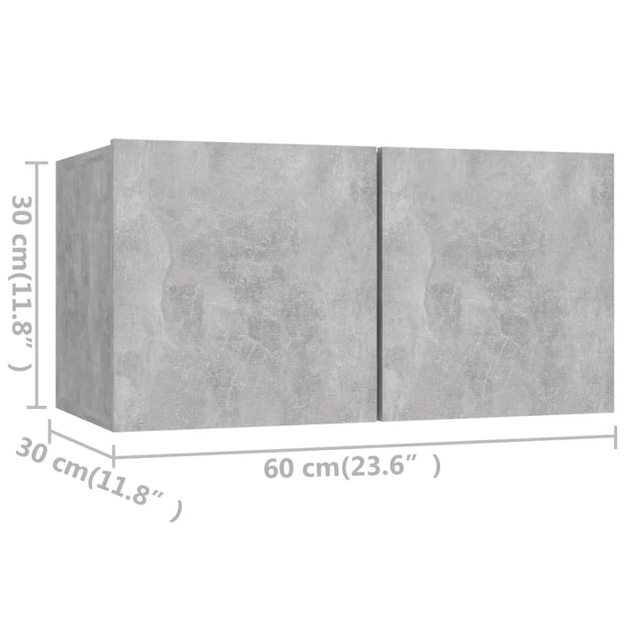 Set de dulapuri TV, 4 piese, gri beton, lemn prelucrat WALTI