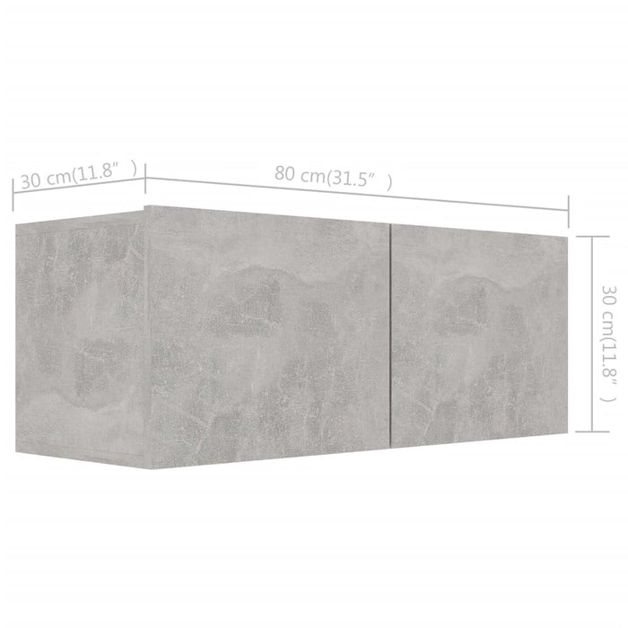 Set de dulapuri TV, 4 piese, gri beton, lemn prelucrat WALTI