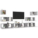 Set de dulap TV, 7 piese, gri beton, lemn prelucrat - WALTI WALTI