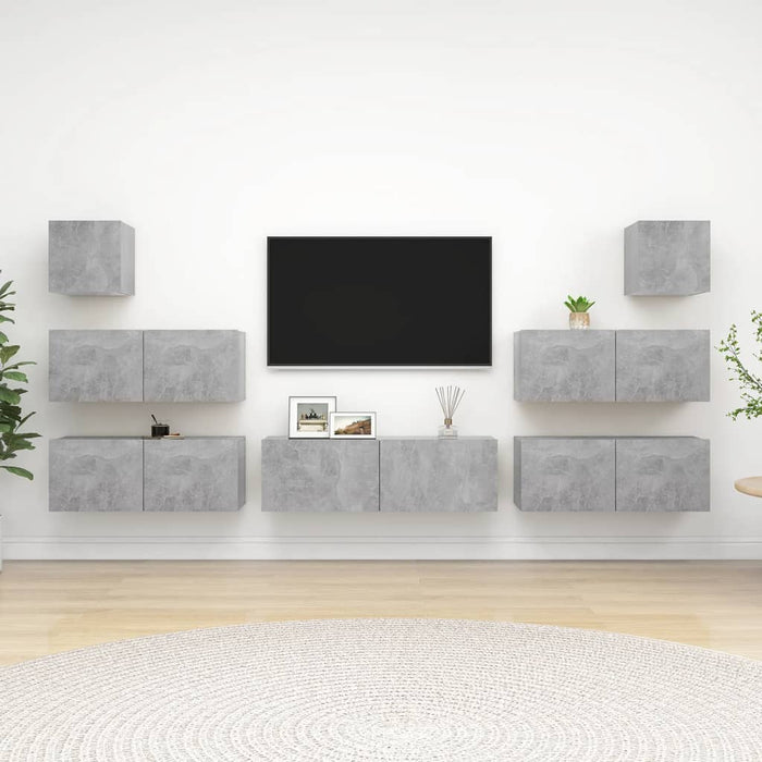 Set de dulap TV, 7 piese, gri beton, lemn prelucrat - WALTI WALTI