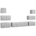 Set de dulapuri TV, 8 piese, gri beton, lemn prelucrat - WALTI WALTI