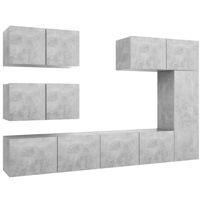 Set de dulapuri TV, 6 piese, gri beton, lemn prelucrat - WALTI WALTI