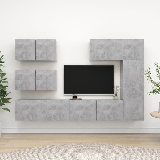 Set de dulapuri TV, 6 piese, gri beton, lemn prelucrat - WALTI WALTI