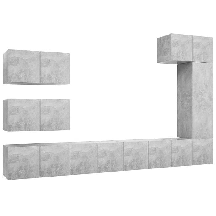Set de dulapuri TV, 8 piese, gri beton, lemn prelucrat - WALTI WALTI