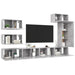 Set de dulapuri TV, 8 piese, gri beton, lemn prelucrat - WALTI WALTI