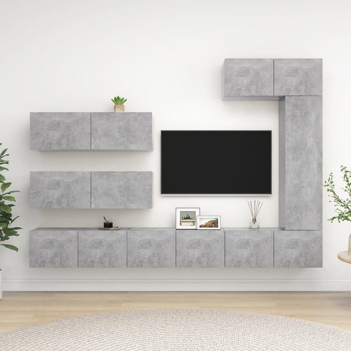 Set de dulapuri TV, 7 piese, gri beton, lemn prelucrat - WALTI WALTI