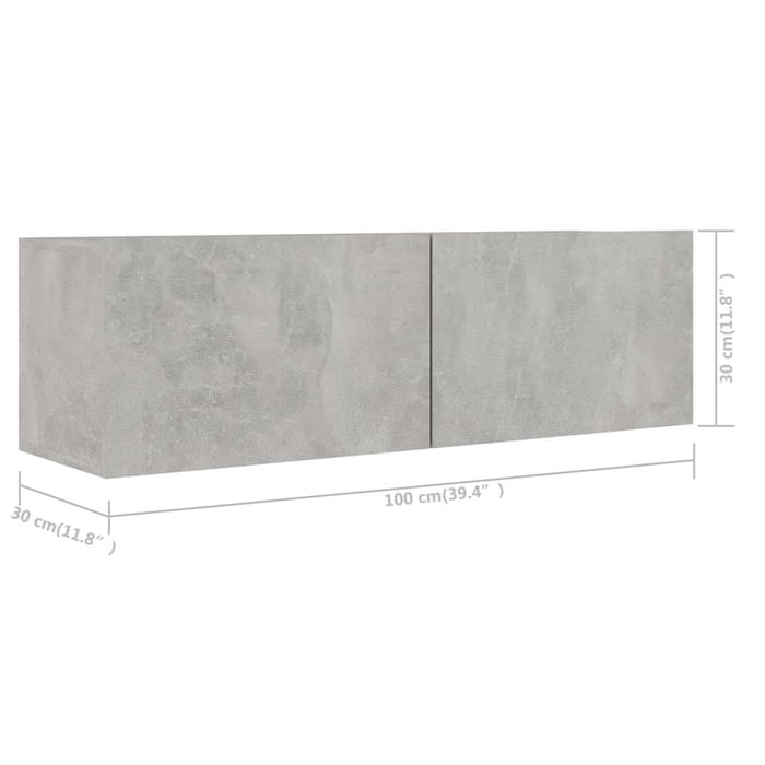 Set de dulapuri TV, 5 piese, gri beton, lemn prelucrat - WALTI WALTI