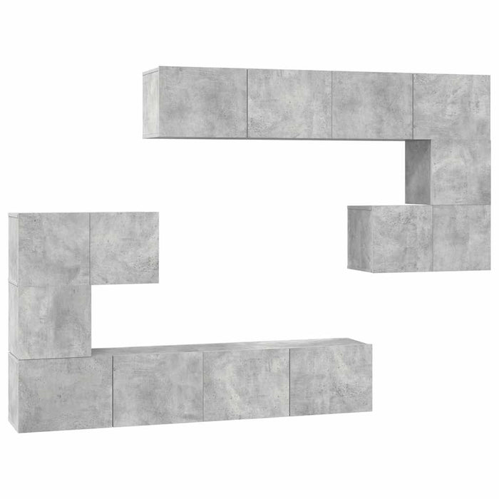 Set de dulapuri TV, 8 piese, gri beton, lemn prelucrat - WALTI WALTI