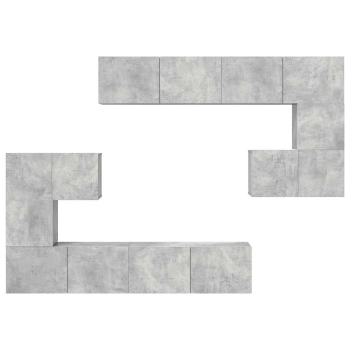 Set de dulapuri TV, 8 piese, gri beton, lemn prelucrat - WALTI WALTI