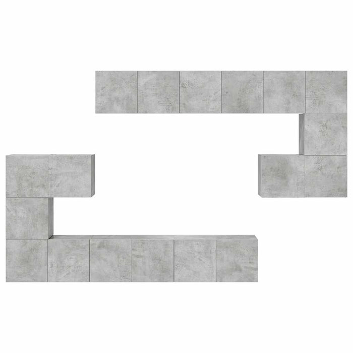 Set de dulapuri TV, 10 piese, gri beton, lemn prelucrat WALTI