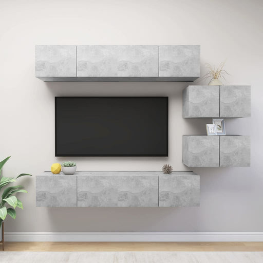 Set de dulapuri TV, 6 piese, gri beton, lemn prelucrat - WALTI WALTI
