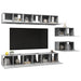 Set de dulapuri TV, 8 piese, gri beton, lemn prelucrat - WALTI WALTI
