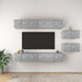 Set de dulapuri TV, 8 piese, gri beton, lemn prelucrat - WALTI WALTI