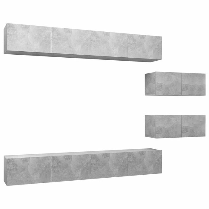 Set de dulapuri TV, 6 piese, gri beton, lemn prelucrat - WALTI WALTI