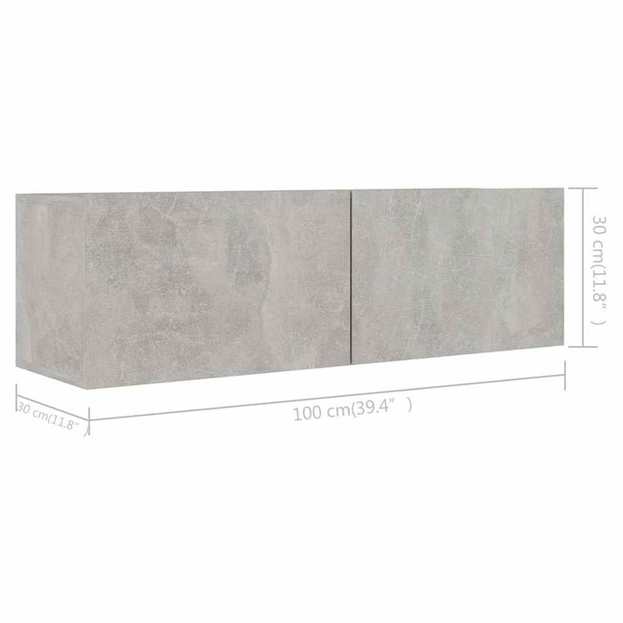 Set de dulapuri TV, 6 piese, gri beton, lemn prelucrat - WALTI WALTI