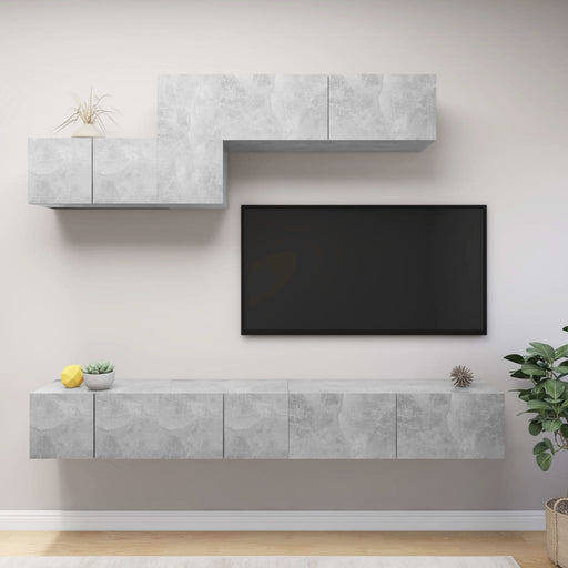 Set de dulapuri TV, 6 piese, gri beton, lemn prelucrat - WALTI WALTI