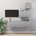 Set de dulapuri TV, 4 piese, gri beton, lemn prelucrat - WALTI WALTI