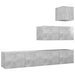 Set de dulapuri TV, 4 piese, gri beton, lemn prelucrat - WALTI WALTI