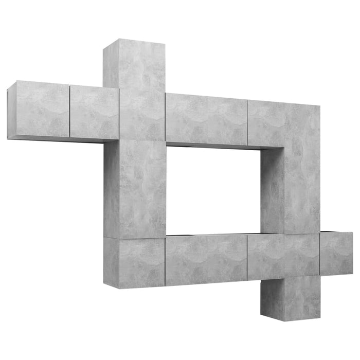 Set de dulapuri TV, 10 piese, gri beton, lemn prelucrat - WALTI WALTI
