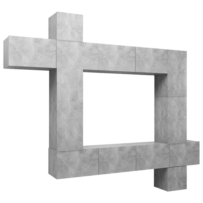 Set de dulapuri TV, 9 piese, gri beton, lemn prelucrat - WALTI WALTI