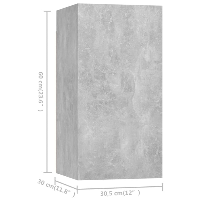 Dulapuri TV, 7 buc, gri beton, 30,5x30x60 cm, lemn prelucrat - WALTI WALTI