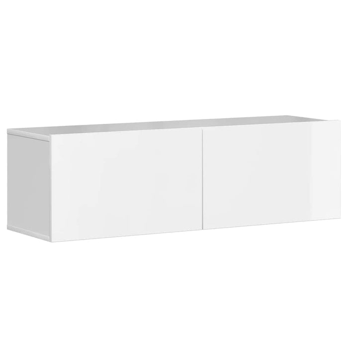 Set de dulapuri TV, 3 piese, alb extralucios, lemn prelucrat WALTI