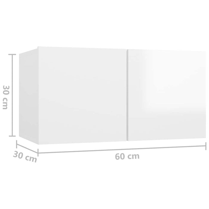 Set de dulapuri TV, 5 piese, alb extralucios, lemn prelucrat WALTI