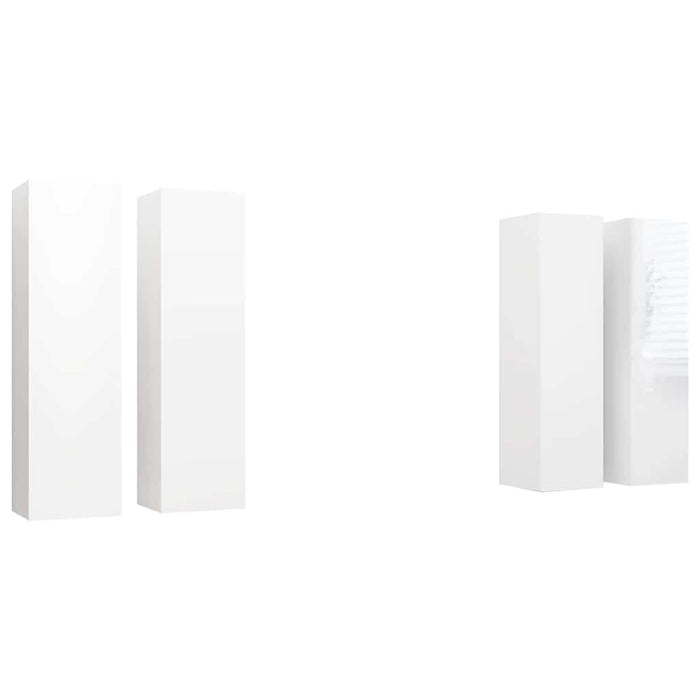 Dulap TV, 4 buc, alb extralucios, 30,5x30x110 cm lemn prelucrat WALTI