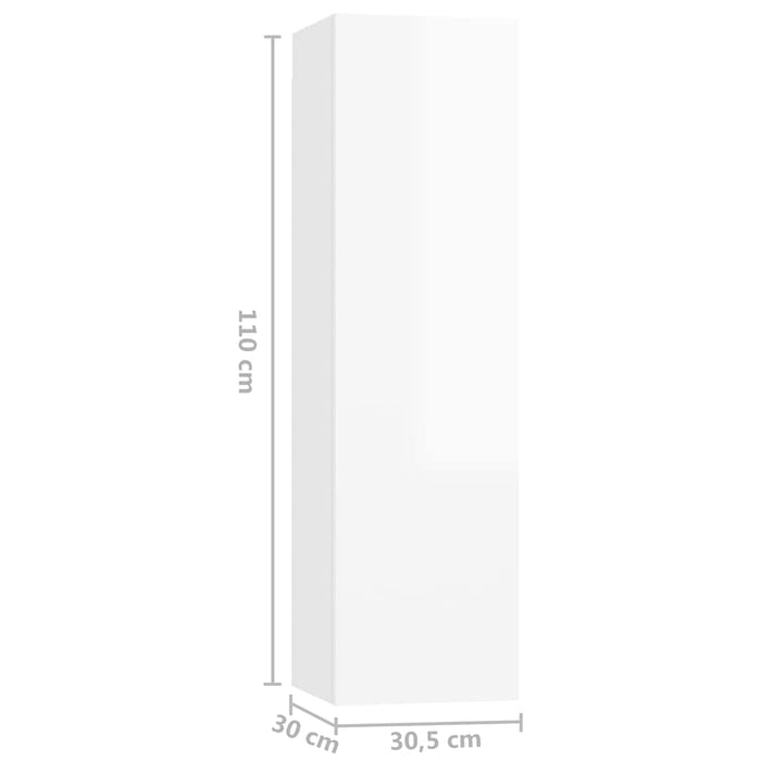 Dulap TV, 4 buc, alb extralucios, 30,5x30x110 cm lemn prelucrat WALTI