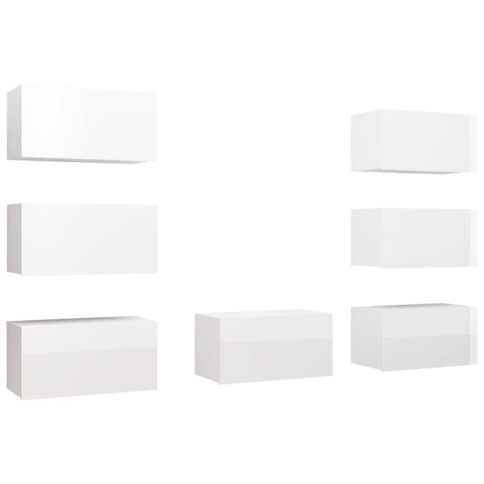 Dulap TV, 7 buc, alb extralucios, 30,5x30x60 cm, lemn prelucrat WALTI