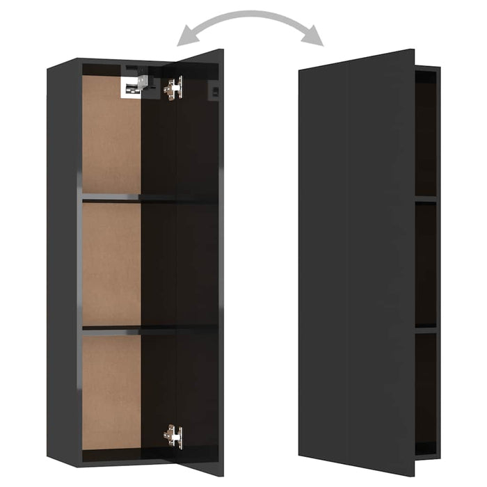 Set dulapuri TV, 4 piese, negru extralucios, lemn prelucrat WALTI